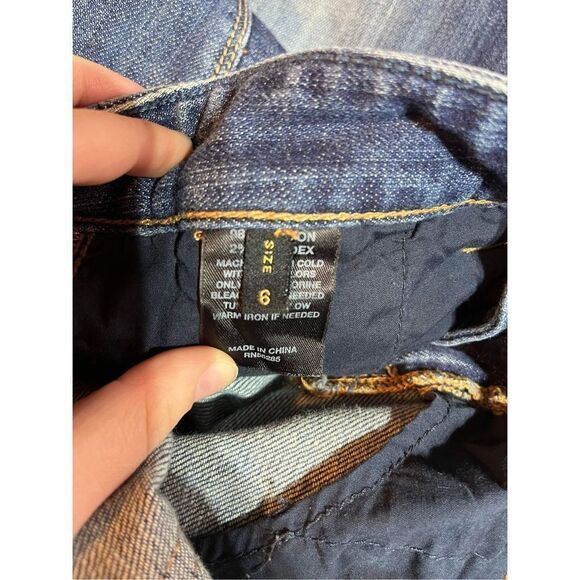 VTG Express Women's Low Rise Stella Bootleg Jeans Blue Denim Embroidered Size 6 - Picture 9 of 14